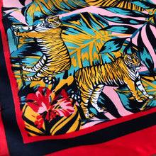 Load image into Gallery viewer, Red Wild Tiger Silky Satin Square Head Hair Scarf