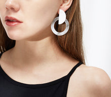 Load image into Gallery viewer, Handcraft Large Statement Geometric Minimalist Matte Marble Effect Summer Light White Earrings