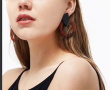 Load image into Gallery viewer, Handcraft Large Statement Geometric Minimalist Matte Marble Effect Summer Light White Earrings