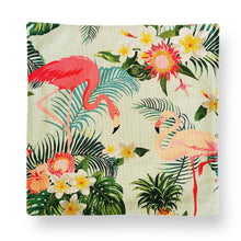 Load image into Gallery viewer, Flamingo and Greens Art Print Square Cushion/Pillow Cover/Cases 45x45cm