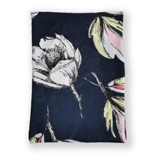 Load image into Gallery viewer, Large Soft-touch Premium Navy Abstract Floral Pink Tulip Print Scarf