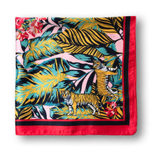 Load image into Gallery viewer, Red Wild Tiger Silky Satin Square Head Hair Scarf