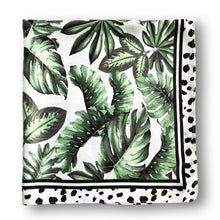 Load image into Gallery viewer, Black White Palm Leaf Silky Satin Square Head Hair Scarf