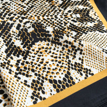 Load image into Gallery viewer, Black Gold Snake Skin Silky Satin Square Head Hair Scarf