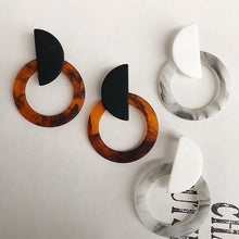 Load image into Gallery viewer, Handcraft Large Statement Geometric Minimalist Matte Marble Effect Summer Light White Earrings
