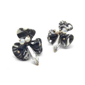 Statement Marble Flower Earrings Stud