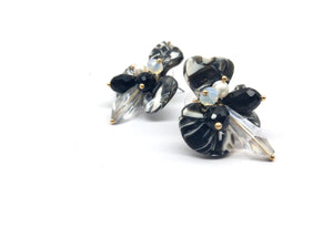 Statement Marble Flower Earrings Stud