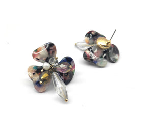 Statement Marble Flower Earrings Stud