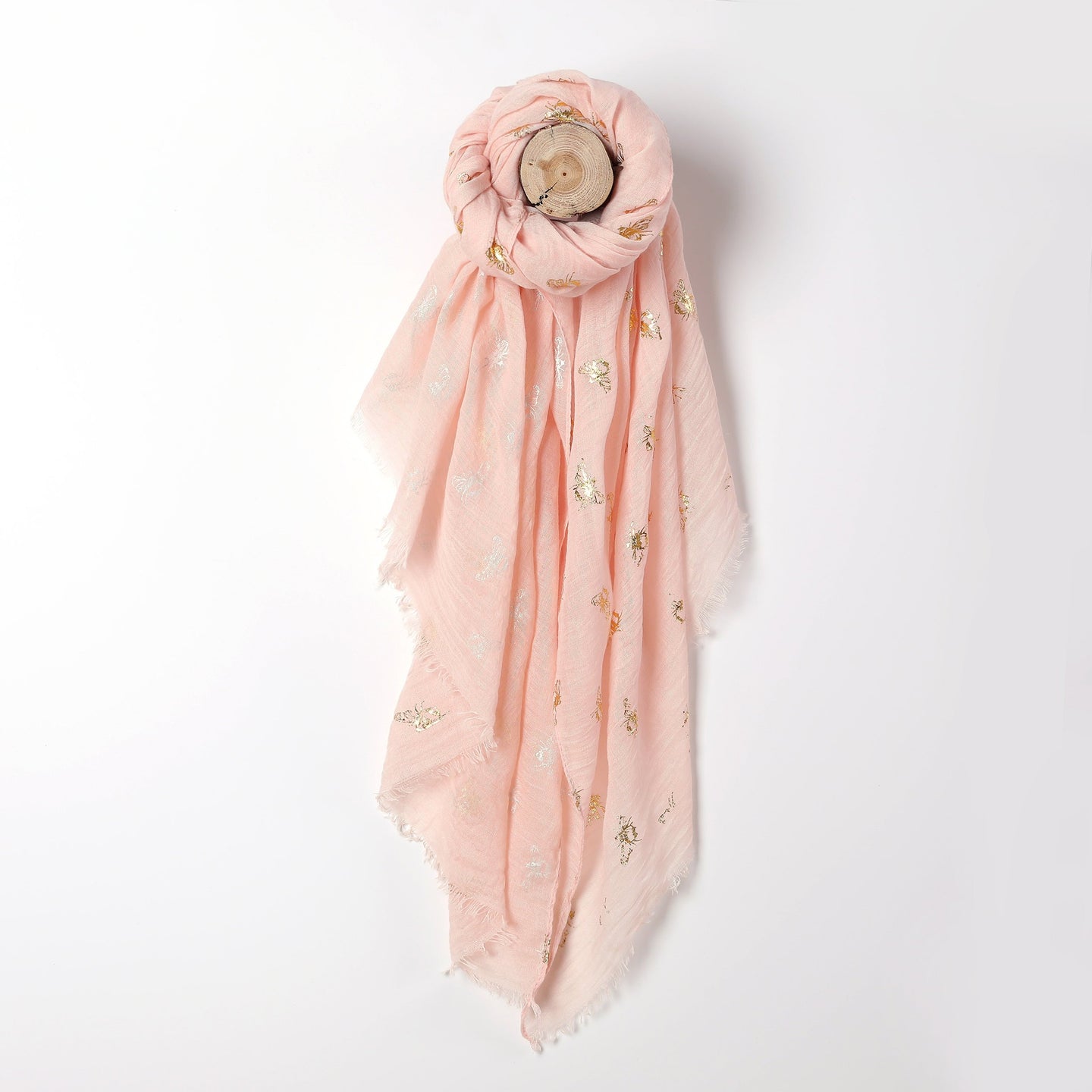 Bee Print Scarf, Foil Print Glitter Gold Bumble Honey Bee Scarf (Multi-Colours)