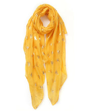 Load image into Gallery viewer, Bee Print Scarf, Foil Print Glitter Gold Bumble Honey Bee Scarf (Multi-Colours)
