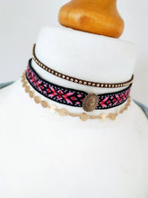 Load image into Gallery viewer, Plate Gold Chain Stud Embroidered Leather Bohemia Mixed Layer Choker Necklace Gift - Set/Pack of 3
