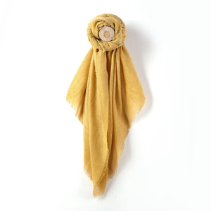 Oversize Plain Linen Blend Mustard Yellow Scarf