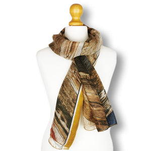 Abstract Creative Art Mustard Marble Scarf; Unique Art Pink Scarf