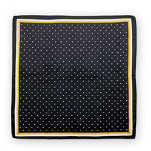 Load image into Gallery viewer, Square Polka Dots Silky Satin Scarf, Hair/Head/Neck Scarf, Navy Mustard Yellow, Decorative scarf
