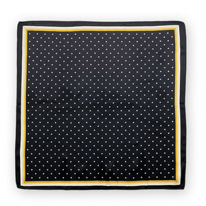 Square Polka Dots Silky Satin Scarf, Hair/Head/Neck Scarf, Navy Mustard Yellow, Decorative scarf