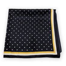 Load image into Gallery viewer, Square Polka Dots Silky Satin Scarf, Hair/Head/Neck Scarf, Navy Mustard Yellow, Decorative scarf
