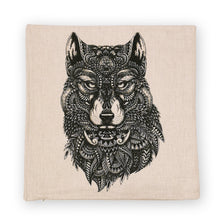 Load image into Gallery viewer, Detailed Line Drawings Sketch Wolf Art Print Square Cushion/Pillow Cover/Cases 45x45cm
