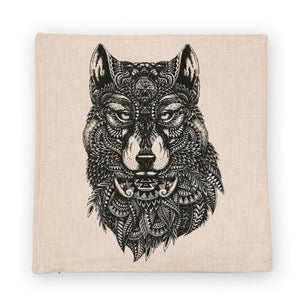 Detailed Line Drawings Sketch Wolf Art Print Square Cushion/Pillow Cover/Cases 45x45cm