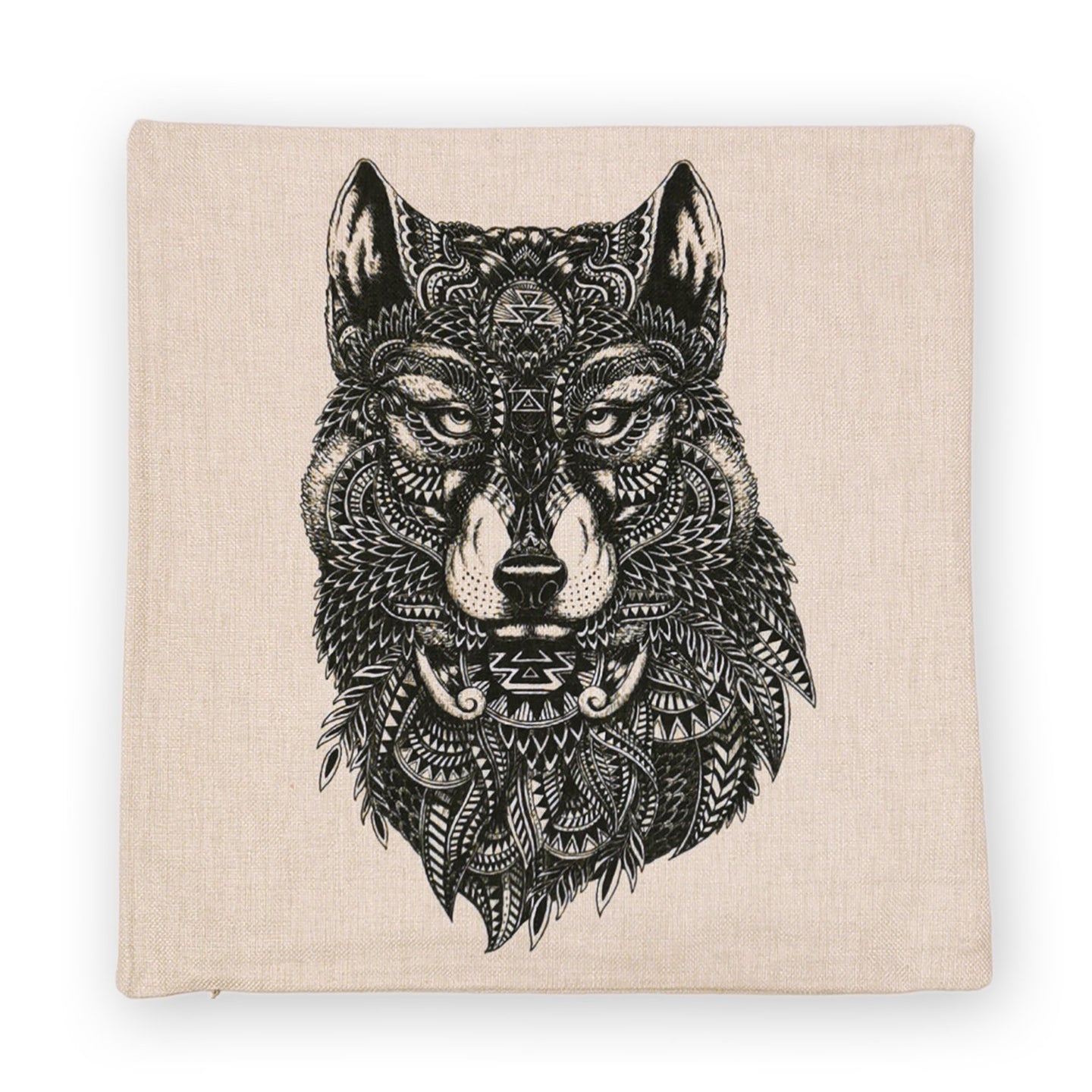 Detailed Line Drawings Sketch Wolf Art Print Square Cushion/Pillow Cover/Cases 45x45cm