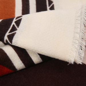 Oversized Aztec Print Scarf with Eyelash Fringe