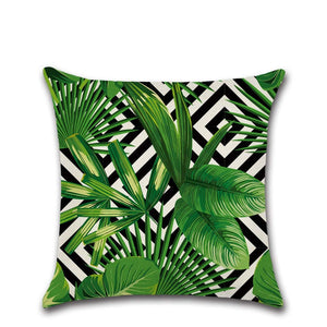 Green Palm Tree Leaf Print Square Cushion Cover 45x45cm