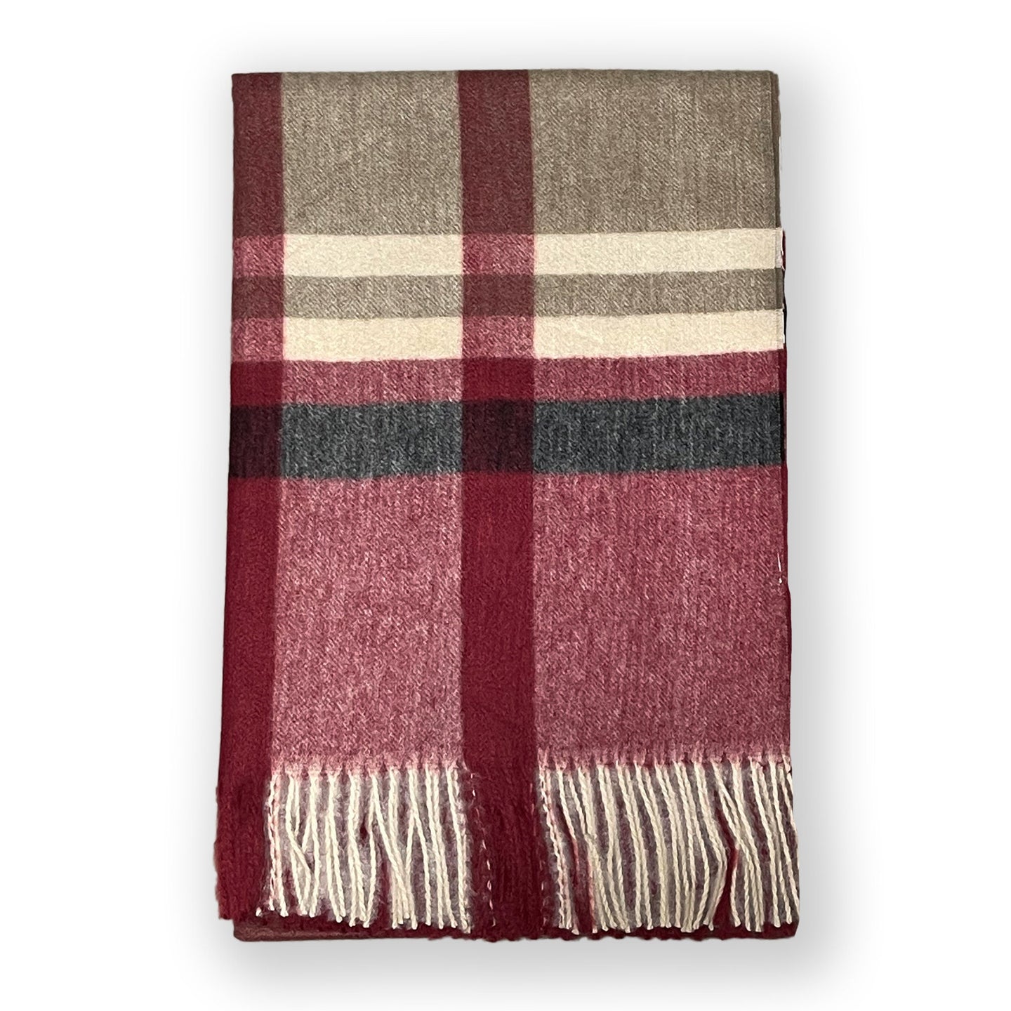 Oversized Plaid Tartan Faux Cashmere Blanket Chunky Tassel Scarf