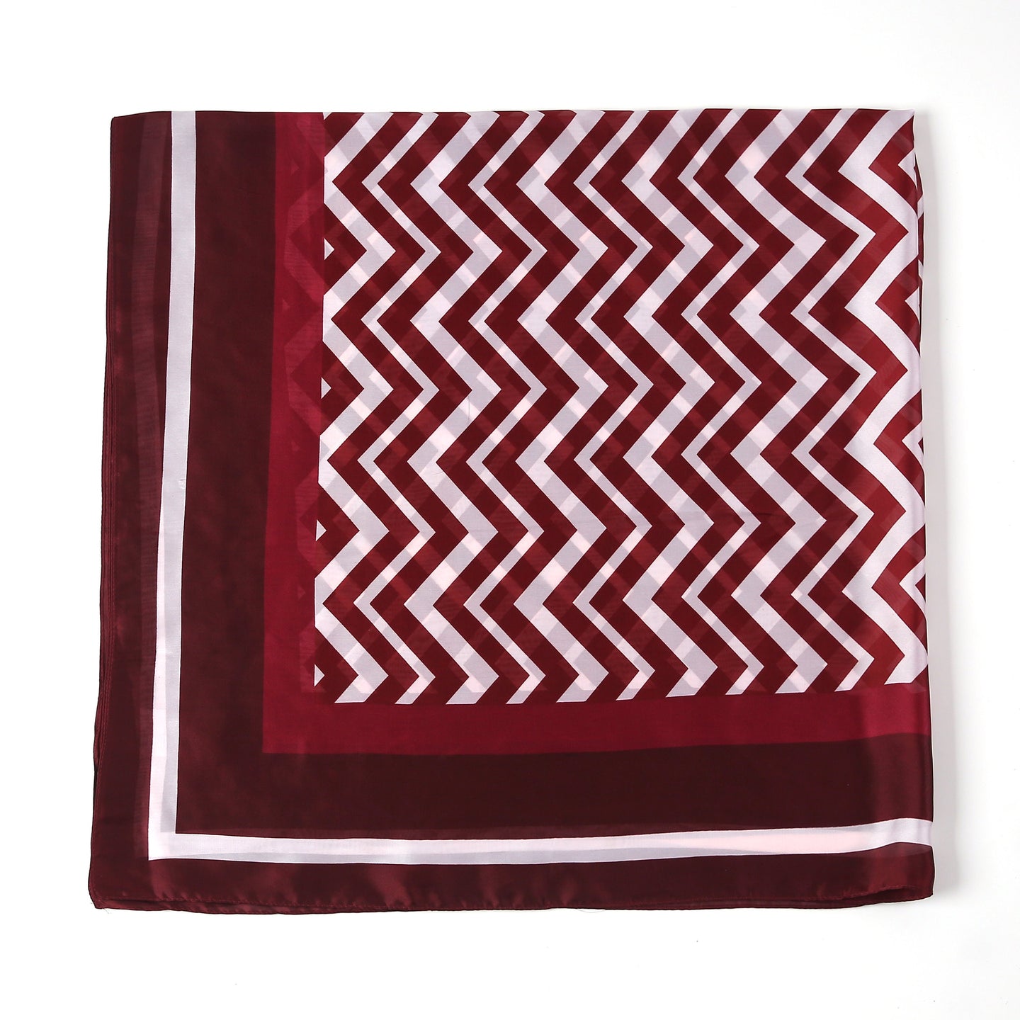 Large Square Chevron Stripe Zigzag Print Silky Satin Scarf