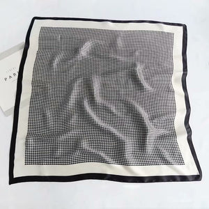Square Houndstooth Print Silky Satin Scarf, Hair/Head/Neck Scarf 70x70cm