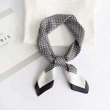 Load image into Gallery viewer, Square Houndstooth Print Silky Satin Scarf, Hair/Head/Neck Scarf 70x70cm
