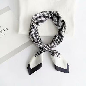 Square Houndstooth Print Silky Satin Scarf, Hair/Head/Neck Scarf 70x70cm