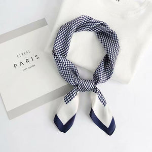 Square Houndstooth Print Silky Satin Scarf, Hair/Head/Neck Scarf 70x70cm