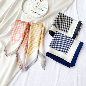 Square Houndstooth Print Silky Satin Scarf, Hair/Head/Neck Scarf 70x70cm