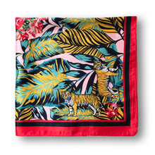 Load image into Gallery viewer, Red Wild Tiger Silky Satin Square Head Hair Scarf
