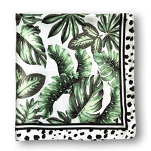 Load image into Gallery viewer, Black White Palm Leaf Silky Satin Square Head Hair Scarf
