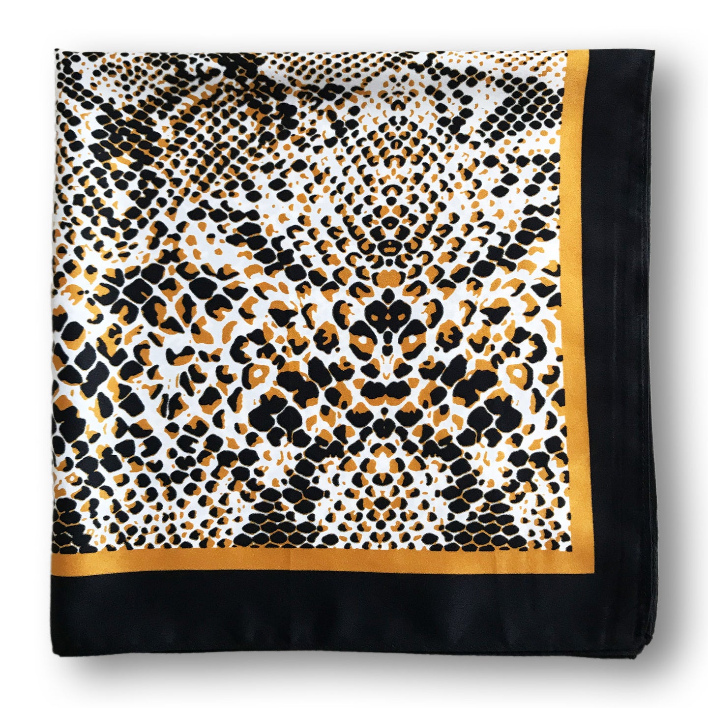 Black Gold Snake Skin Silky Satin Square Head Hair Scarf