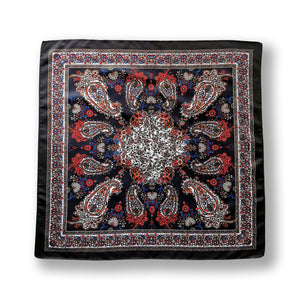Persian Paisley Damask Baroque Silky Satin Square Head Hair Scarf - 60x60cm